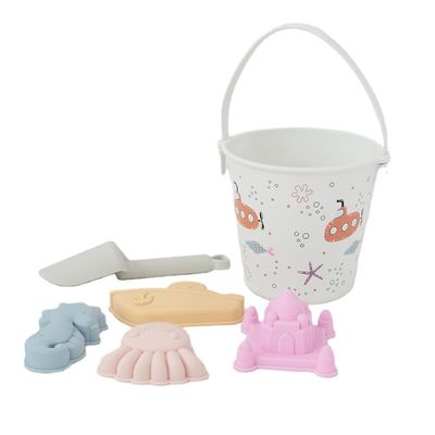 BSCI fabbrica all'ingrosso personalizzato EN71 testato stampa di trasferimento di calore silicone bianco chiaro Baby Toys kit sabbia giocattoli da spiaggia set per bambini