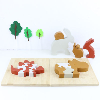Giocattoli animali stanti del bambino di puzzle del puzzle di legno dell'ippopotamo e del silicone per il gioco del bambino