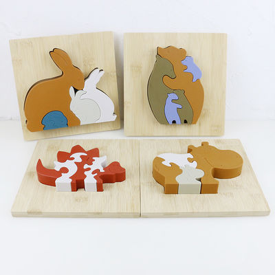 Giocattoli animali stanti del bambino di puzzle del puzzle di legno dell'ippopotamo e del silicone per il gioco del bambino