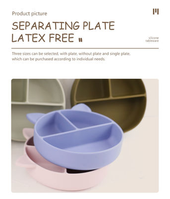 Grado alimentare Silicone Bambino Gatto Diviso Piatto Cucina Cartoon Fox Piatti Aspirazione