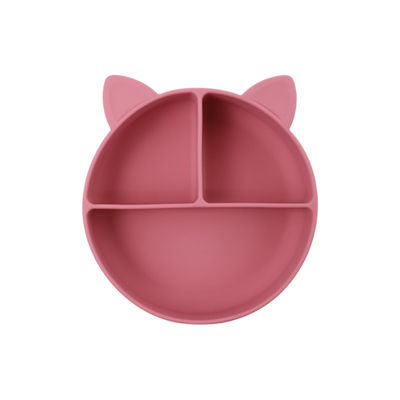Grado alimentare Silicone Bambino Gatto Diviso Piatto Cucina Cartoon Fox Piatti Aspirazione