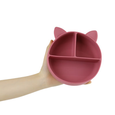 Grado alimentare Silicone Bambino Gatto Diviso Piatto Cucina Cartoon Fox Piatti Aspirazione