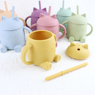 I bambini portatili del silicone del commestibile foggiano a coppa Cat Style For Infant Training non tossica