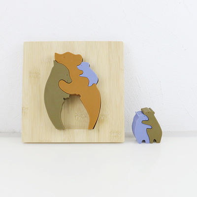 Puzzle di legno dei giocattoli dei bambini di forma dell'orso per l'apprendimento di Montessori