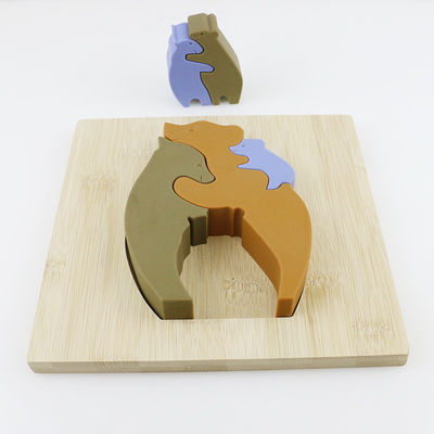 Puzzle di legno dei giocattoli dei bambini di forma dell'orso per l'apprendimento di Montessori