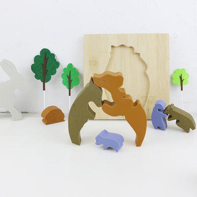 Puzzle di legno dei giocattoli dei bambini di forma dell'orso per l'apprendimento di Montessori