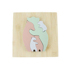 Puzzle di legno dei giocattoli dei bambini di forma dell'orso per l'apprendimento di Montessori