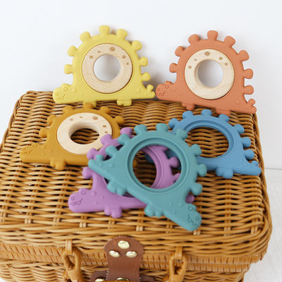 Polsino di legno dei giocattoli dei multi di colore bambini del silicone per l'infante