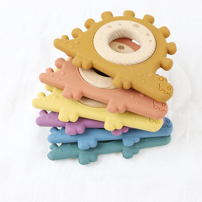 Polsino di legno dei giocattoli dei multi di colore bambini del silicone per l'infante