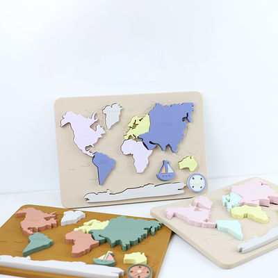 Puzzle personale del bambino della mappa di mondo del silicone per i bambini Montessori educativo