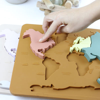 Puzzle personale del bambino della mappa di mondo del silicone per i bambini Montessori educativo