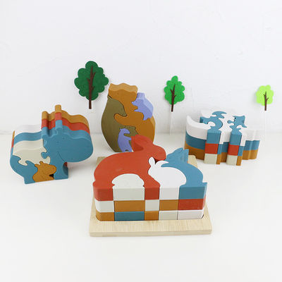 Personalizzi il puzzle del silicone, i puzzle infantili 3D con la base di bambù di legno