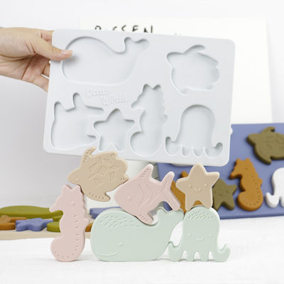 Puzzle del silicone degli animali dell'oceano del mare, puzzle educativo del bambino di Montessori