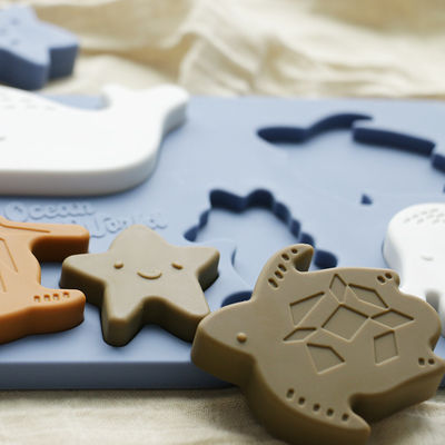 Puzzle del silicone degli animali dell'oceano del mare, puzzle educativo del bambino di Montessori