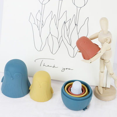 masticare silicone pinguino silicone giocattolo di impilamento bambino giocattoli di silicone impilamento per bambini piccoli bagno gioco
