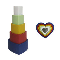 Silicone educativo del bambino che impila i blocchi con forma del fiore del cuore della stella