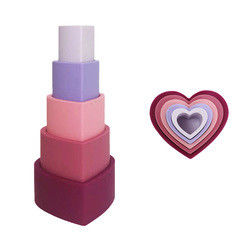 Silicone educativo del bambino che impila i blocchi con forma del fiore del cuore della stella