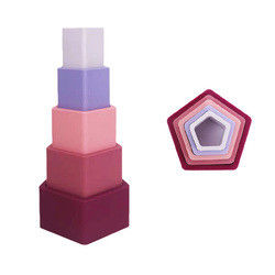 Silicone educativo del bambino che impila i blocchi con forma del fiore del cuore della stella