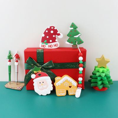 Giocattoli liberi del silicone del bambino di BPA, impilatore dell'albero di Natale per i bambini Teether