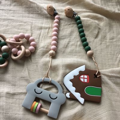 Braccialetto su misura della perla mettere i denti del silicone per il gioco infantile dei bambini del bambino