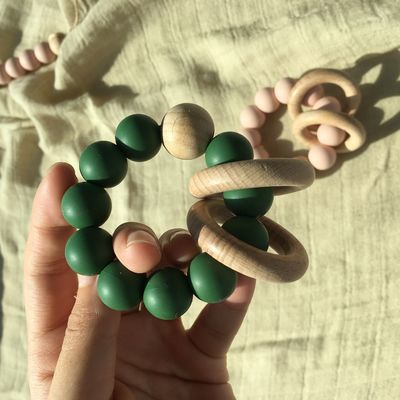 Braccialetto su misura della perla mettere i denti del silicone per il gioco infantile dei bambini del bambino