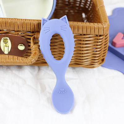 Set di stoviglie in silicone a forma di gatto, piatto a forma di gatto in silicone, cucchiaio a forma di gatto, non tossico, senza BPA.