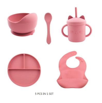Non tossico set di alimenti per bambini in silicone porta manichino in silicone set di bib e piatto in silicone con logo personalizzato