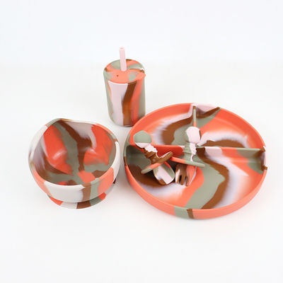 Set da tavolo in silicone a colori multipli Piatto per bambini Set da cena per bambini Set da cibo in silicone
