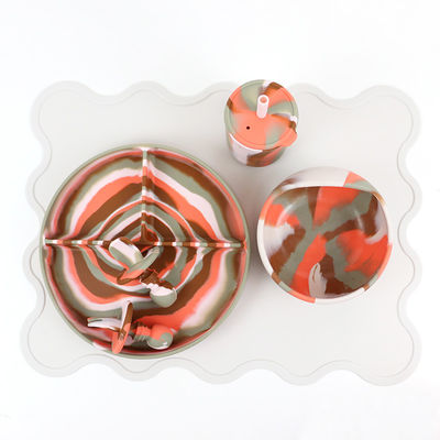 Set da tavolo in silicone a colori multipli Piatto per bambini Set da cena per bambini Set da cibo in silicone