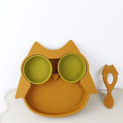 Piastra di aspirazione in silicone stile gufo marrone per funzionale dei bambini del bambino multi