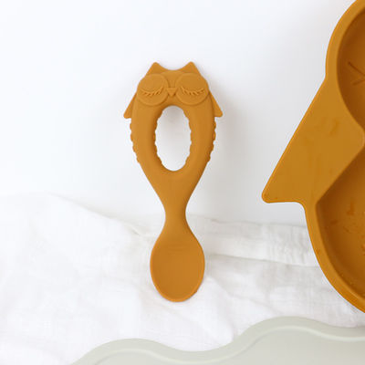 Piastra di aspirazione in silicone stile gufo marrone per funzionale dei bambini del bambino multi