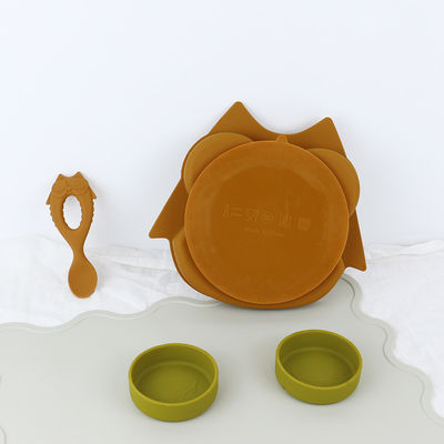 Piastra di aspirazione in silicone stile gufo marrone per funzionale dei bambini del bambino multi