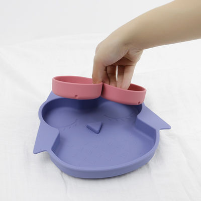 Owl Shape Silicone Baby Suction placca BPA non tossico libero con colore di Pantone