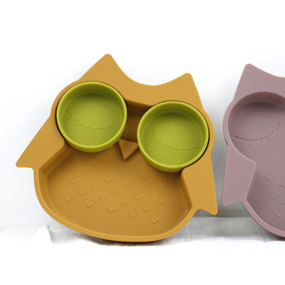 Owl Shape Silicone Baby Suction placca BPA non tossico libero con colore di Pantone