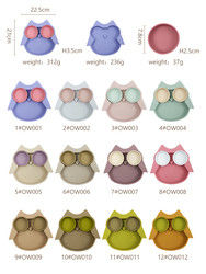 Owl Shape Silicone Baby Suction placca BPA non tossico libero con colore di Pantone