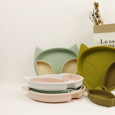 Insieme amichevole del padellame del silicone della piastrina di aspirazione del silicone del bambino di Eco per l'alimentazione del bambino