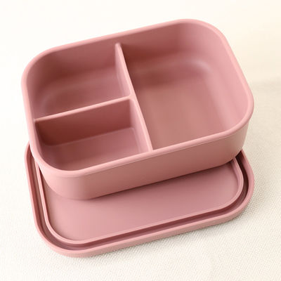 3 contenitori del pranzo del silicone del compartimento, silicone riutilizzabile Bento Lunch Box Leak Proof