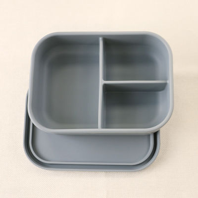 3 contenitori del pranzo del silicone del compartimento, silicone riutilizzabile Bento Lunch Box Leak Proof