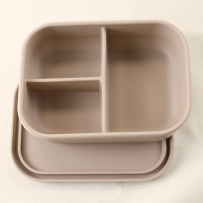 3 contenitori del pranzo del silicone del compartimento, silicone riutilizzabile Bento Lunch Box Leak Proof