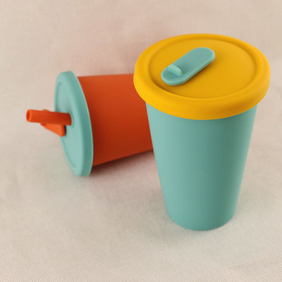 Tazza di caffè pieghevole del silicone del campo di viaggio 350ml con Straw Lid