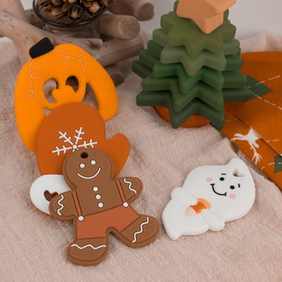 Silicone su ordinazione variopinto Teether, uomo di pan di zenzero amichevole di Eco Teether per il bambino