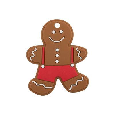 Silicone molle Teether dell'uomo di pan di zenzero di Natale variopinto per dentizione del bambino