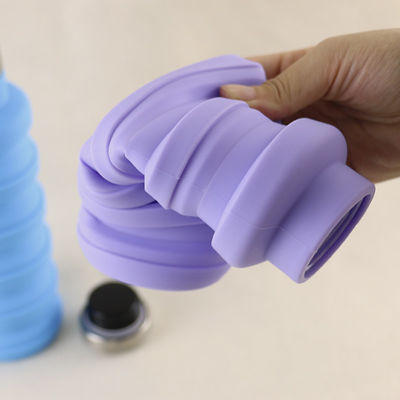 Logo Silicone Water Bottle Foldable su ordinazione per il trasporto all'aperto