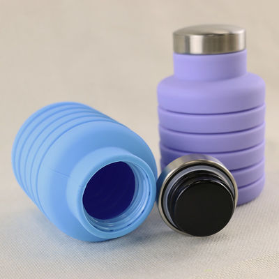 Logo Silicone Water Bottle Foldable su ordinazione per il trasporto all'aperto