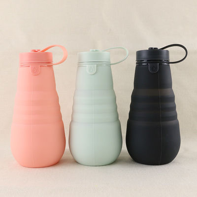 Bottiglia bevente BPA del silicone pieghevole a perfetta tenuta libera per il campeggio di viaggio