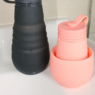Bottiglia bevente BPA del silicone pieghevole a perfetta tenuta libera per il campeggio di viaggio