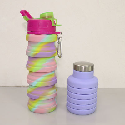Bottiglia di acqua pieghevole libera del silicone di BPA per capacità di sport all'aperto 500ml