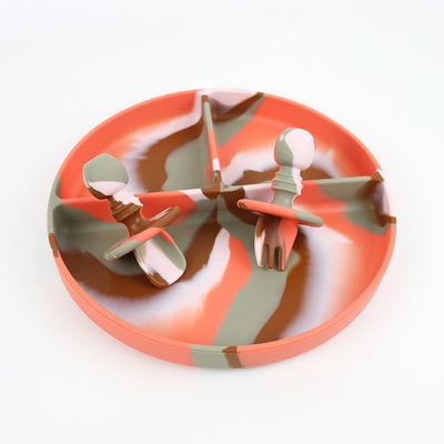 Belli colori in gradiente Set da cena in silicone anti scivolamento Piatto di aspirazione in silicone indistruttibile