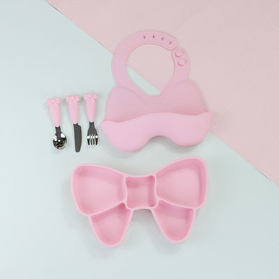 La busbana francese dell'insieme delle stoviglie del silicone di svezzamento di Geschirr del bambino placca la forcella del coltello del cucchiaio di acciaio inossidabile