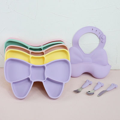 La busbana francese dell'insieme delle stoviglie del silicone di svezzamento di Geschirr del bambino placca la forcella del coltello del cucchiaio di acciaio inossidabile